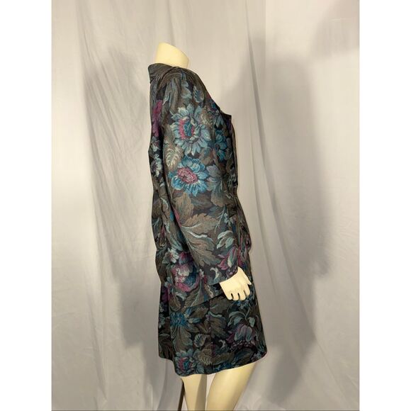 Vintage Jessica Scott Floral Tapestry Blazer + Skirt Suit – Large - Picture 4 of 12